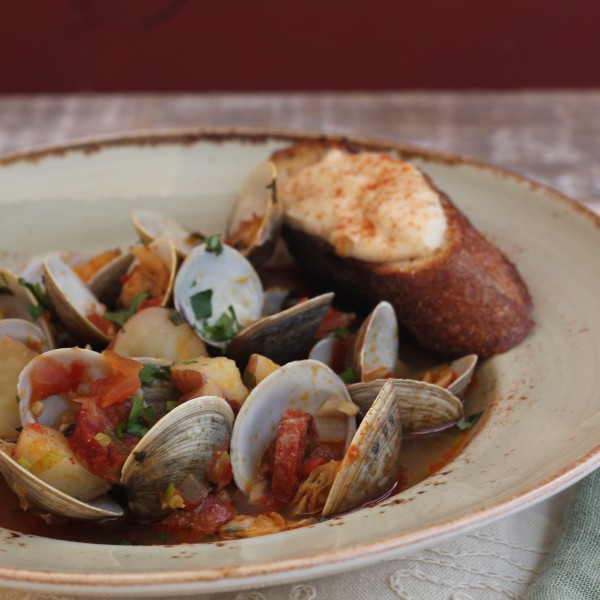 Portuguese Chorizo Clam Stew With Garlic Aioli